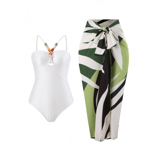 Damen Bandeau-Badeanzug mit asymmetrischem Rock EB