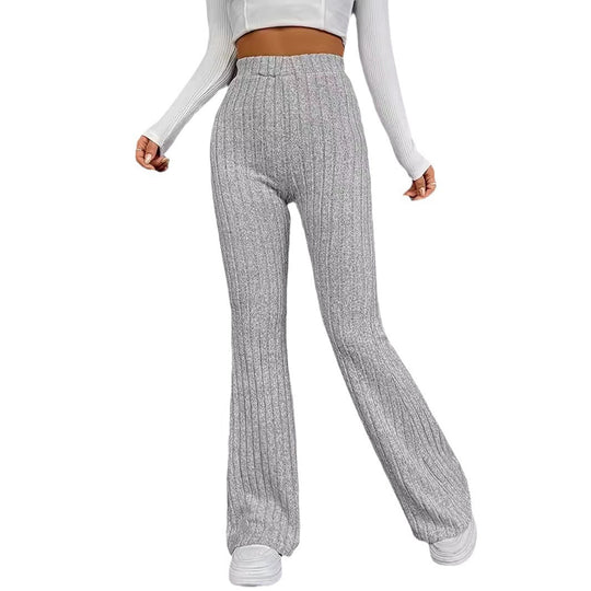 Damen Flared Stretch-Hose mit vertikalem Rippmuster EB