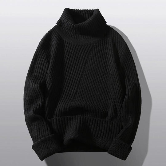Damen Grobstrick-Rollkragenpullover mit aufwendigem Rippmuster EB