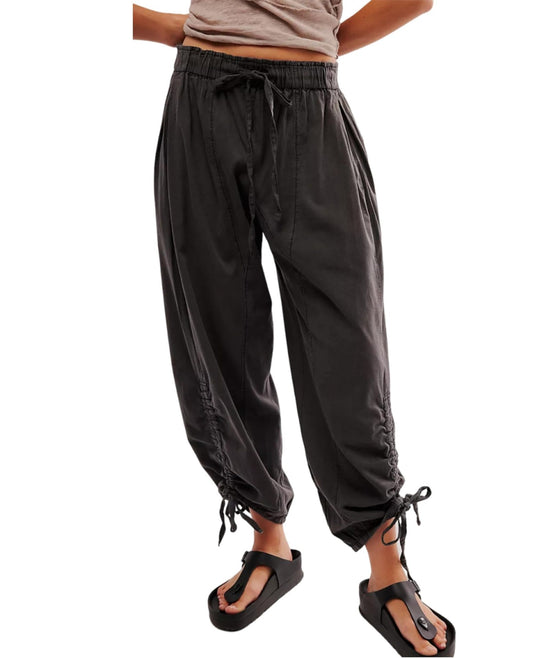 Damen Bequeme Freizeithose mit Bund und dekorativen Schnürdetails EB