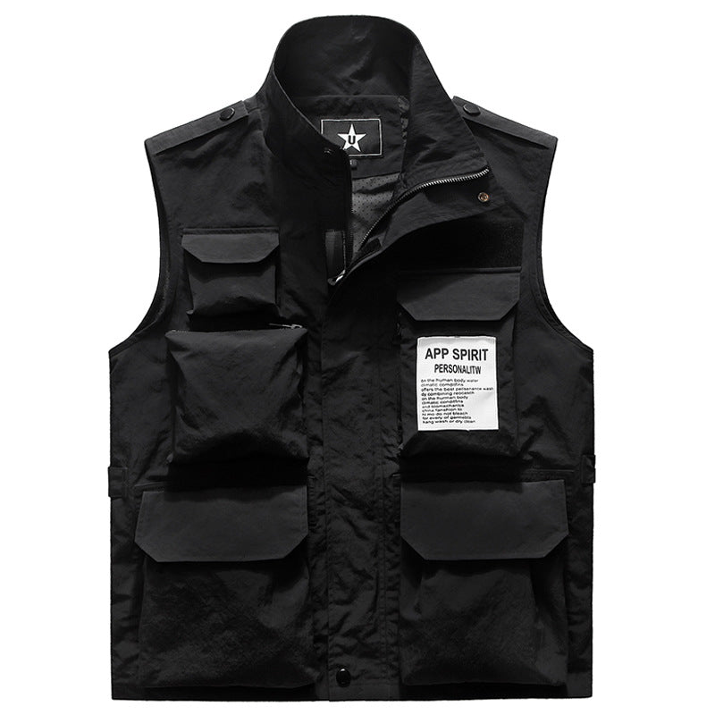Herren Multifunktionale Mehrfachtaschen-Weste mit Stehkragen EB