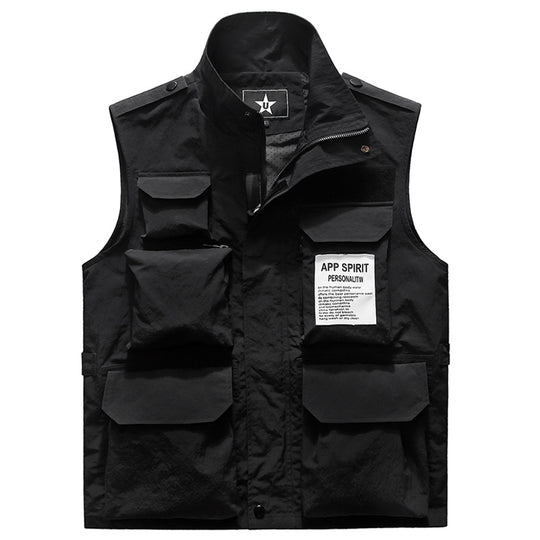 Herren Multifunktionale Mehrfachtaschen-Weste mit Stehkragen EB