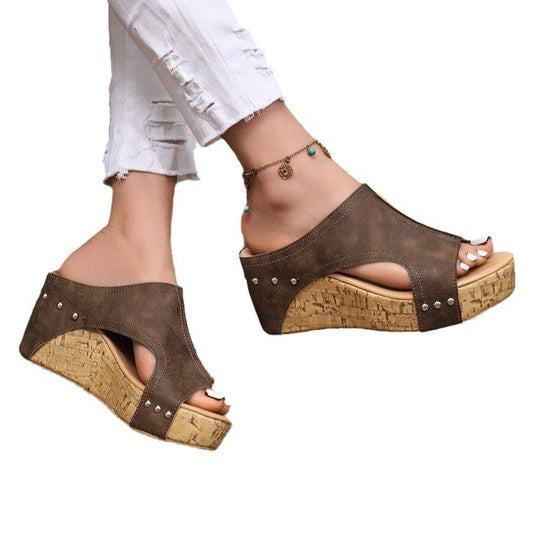 Damen Wedge-Sandalen mit eleganter Korksohle und modischem Design EB