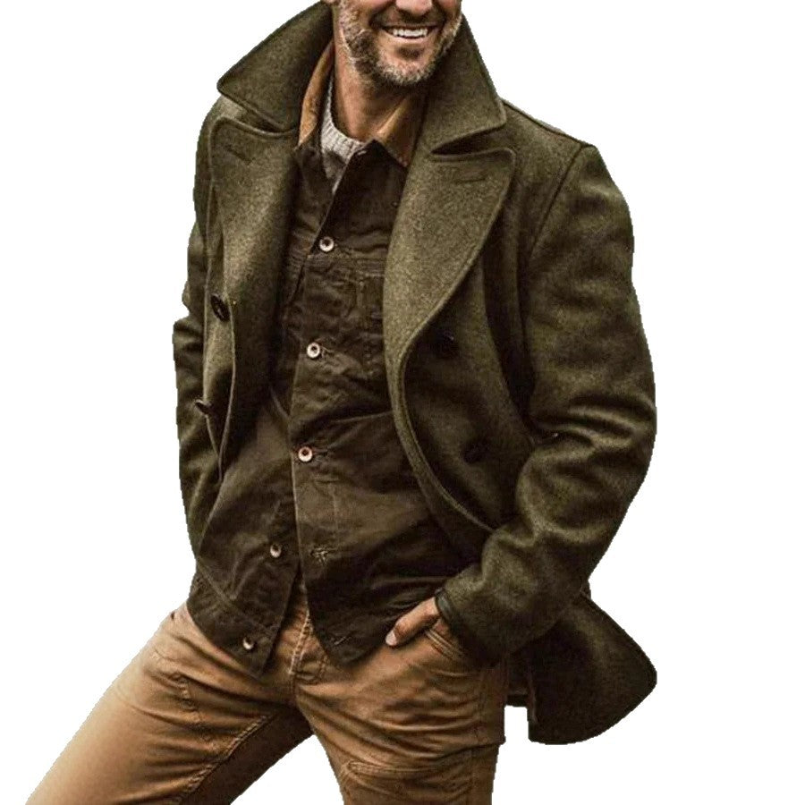 Herren stilvolle Wolljacke im doppelten Schnitt EB