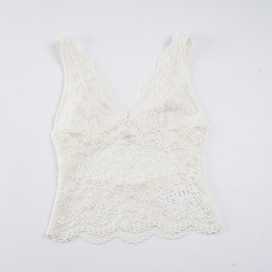 Damen Spitzen-Camisole mit tiefem V-Ausschnitt und eleganter Spitze EB