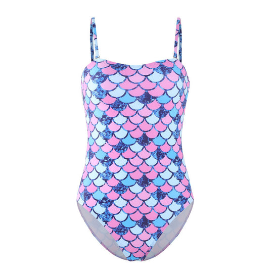 Damen Einteiler Badeanzug mit verspieltem Schuppenmuster und elegantem Schnitt EB