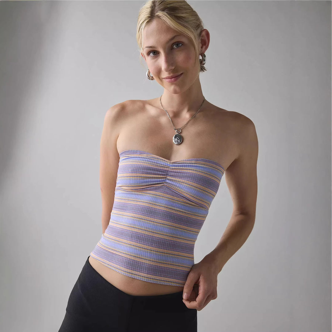Damen Bandeau-Top mit raffinierten Streifen EB