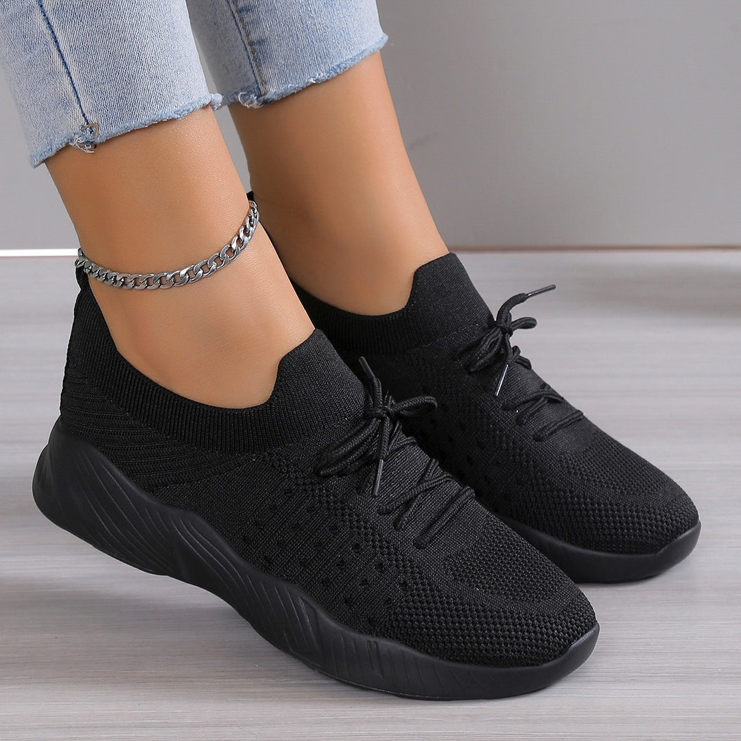 Damen nan gestrickte Slip-On Sneaker mit Memory-Fußbett und rutschfester Wellenlaufsohle EB
