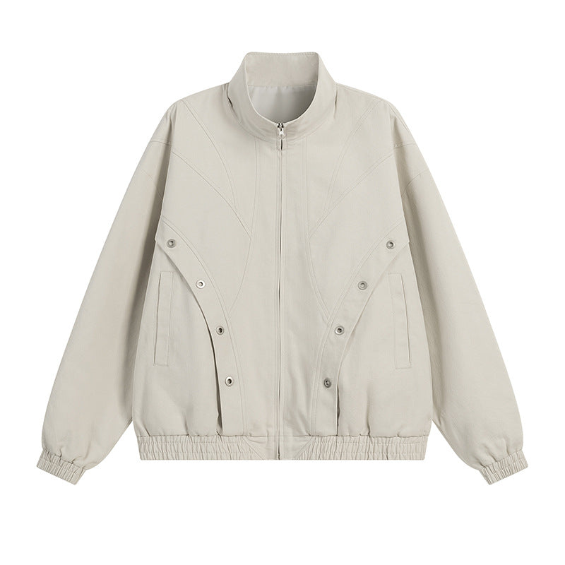 Damen modische Übergangsjacke mit hohem Kragen und praktischen Druckknopfdetails EB