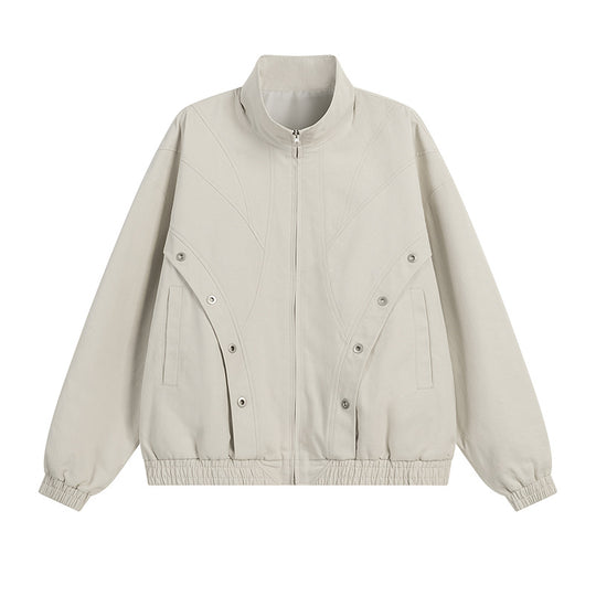 Damen modische Übergangsjacke mit hohem Kragen und praktischen Druckknopfdetails EB