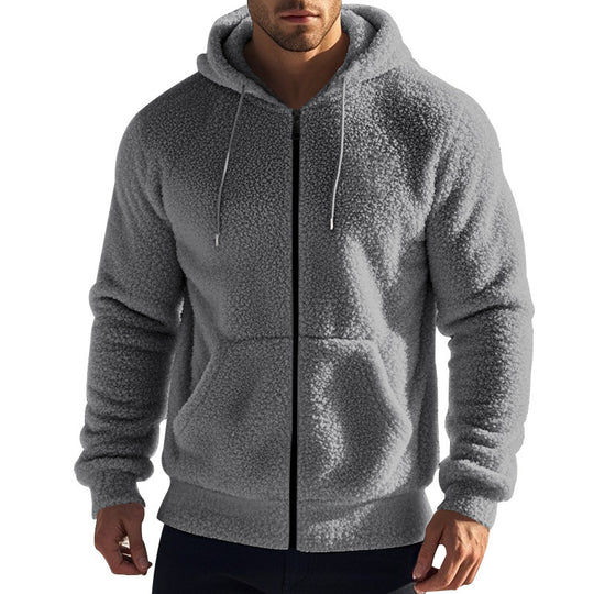 Herren kuschelige Fleecejacke mit Kapuze EB
