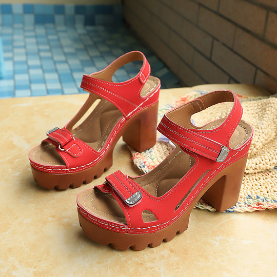 Damen Elegante Plateau-Sandalen mit modischem Riemen und stabiler Sohle EB