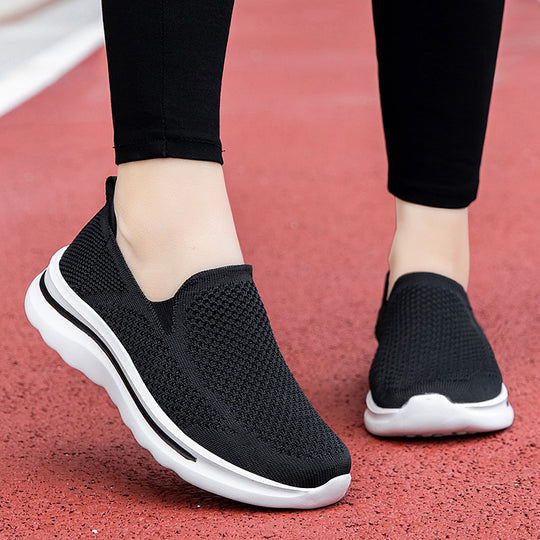 Damen Komfortable Slip-On Sneakers mit atmungsaktivem Strickoberteil EB