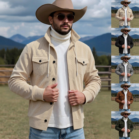 Herren Cordjacke mit verstellbarem Kordelzug und praktischen Brusttaschen EB