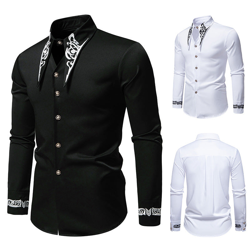 Herren Langarmhemd mit ornamentalen Akzenten EB
