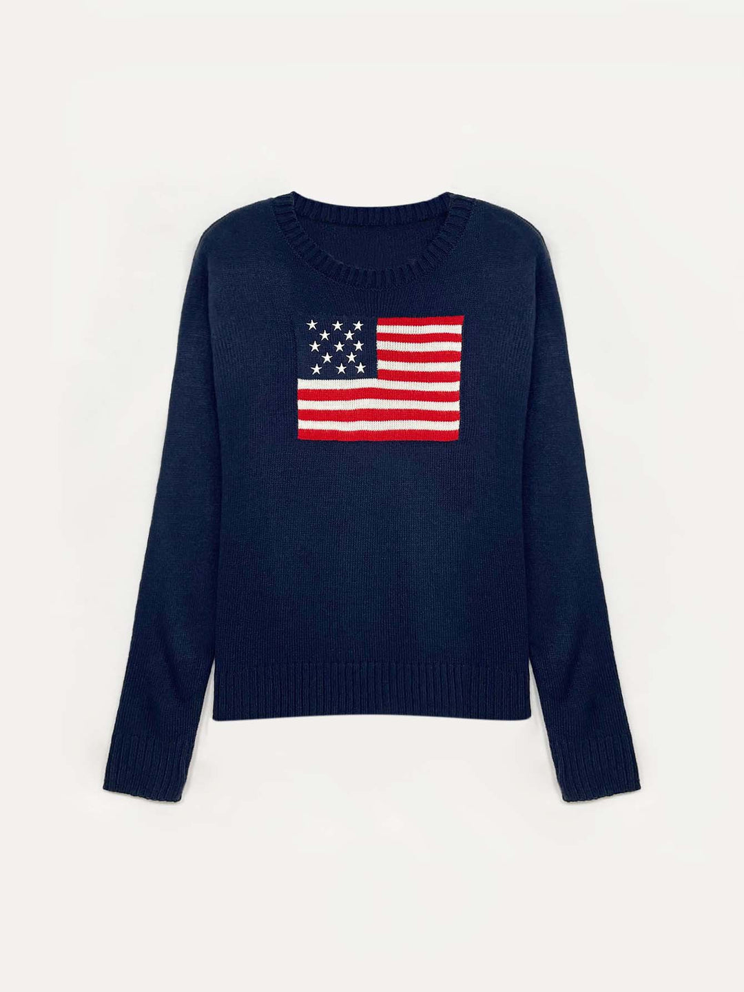 Damen Strickpullover mit amerikanischem Flaggenmotiv EB