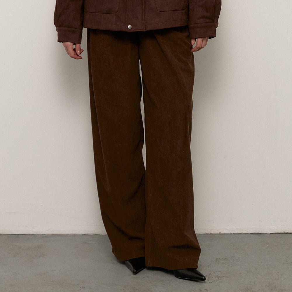 Damen Weite Cordhose mit Falten EB
