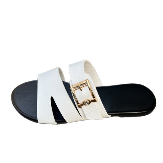 Damen Elegante und komfortable Riemchen-Sandalen mit schöner Schnallen-Applikation EB