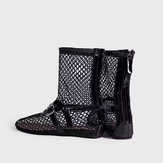 Damen Netzstiefeletten mit modischen Akzenten und komfortablem Futter EB