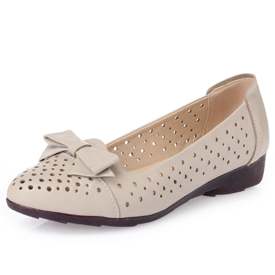 Damen Luftige Ballerinas mit elegantem Schleifen-Detail und atmungsaktiven Perforationen EB