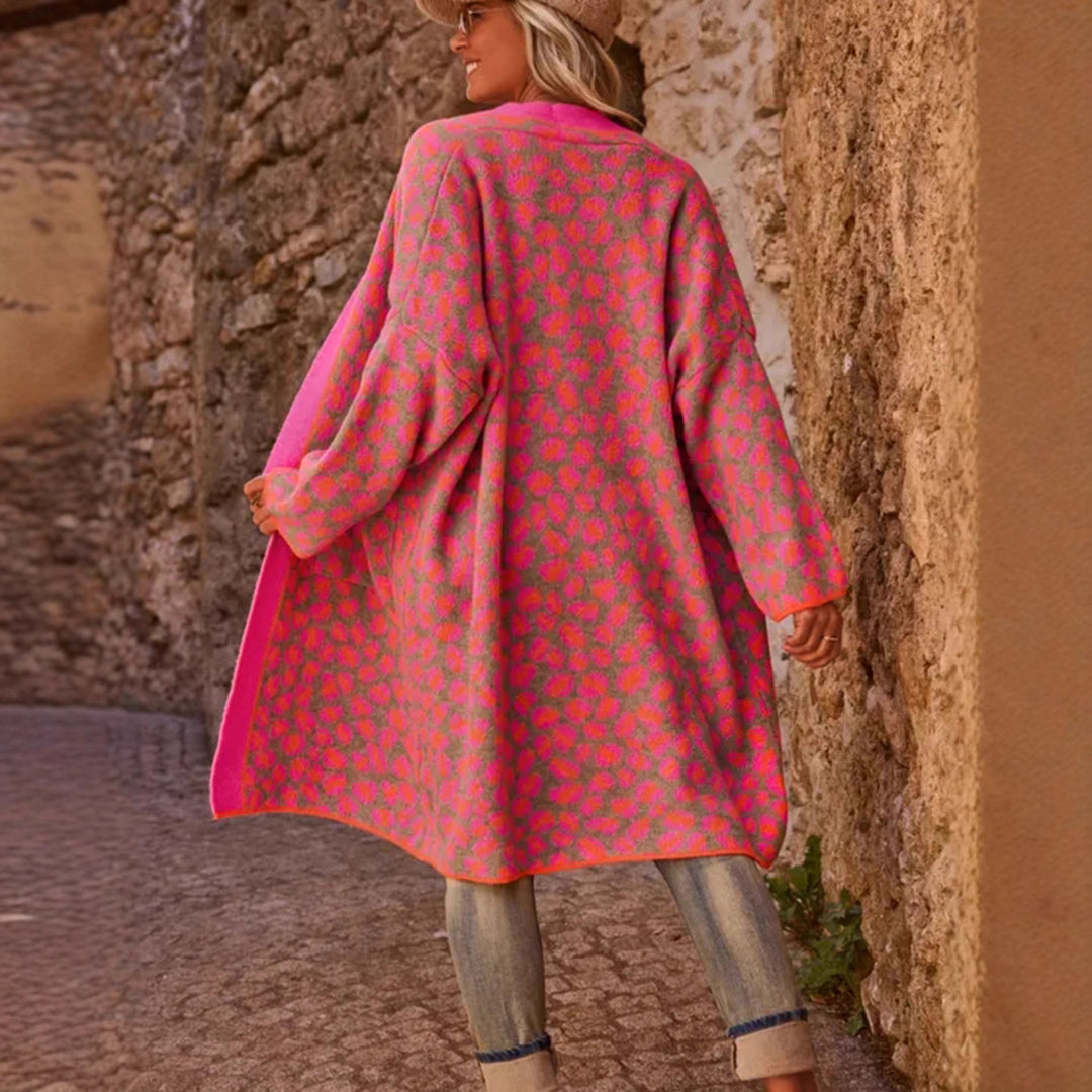 Damen modischer Cardigan mit auffälligem Muster EB