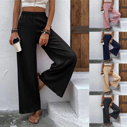 Damen Weite Plisséhose mit elastischem Bund und elegantem Fall EB