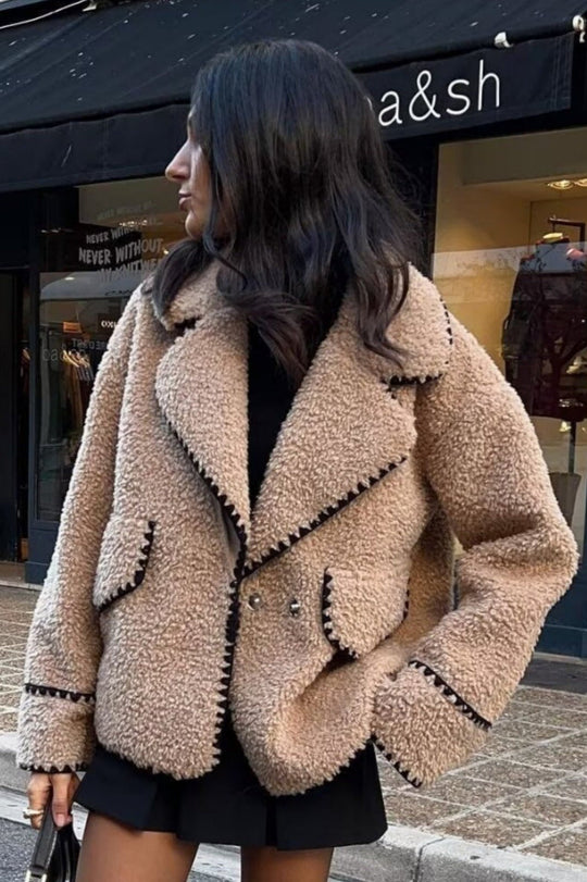 EB | Croppte Plüschjacke Imitiertes Fell Komfortabel und Trendy