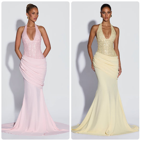Damen Glänzendes Abendkleid mit figurbetontem Schnitt und schimmernden Pailletten EB