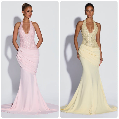 Damen Glänzendes Abendkleid mit figurbetontem Schnitt und schimmernden Pailletten EB