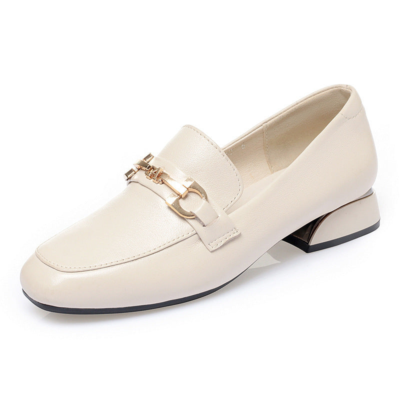 Damen Mokassins mit eleganter Schnallenverzierung und komfortablem Blockabsatz EB