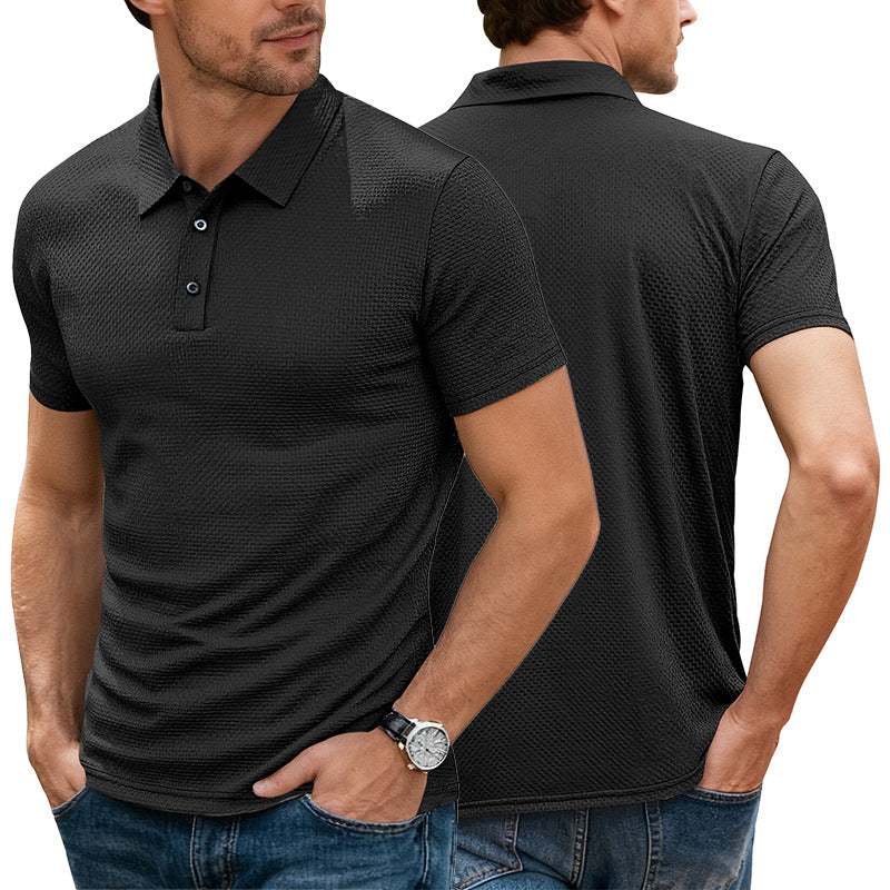 Herren nan strukturiertes Mikrojacquard-Poloshirt mit schlanker Passform und elastischem Komfortstretch EB