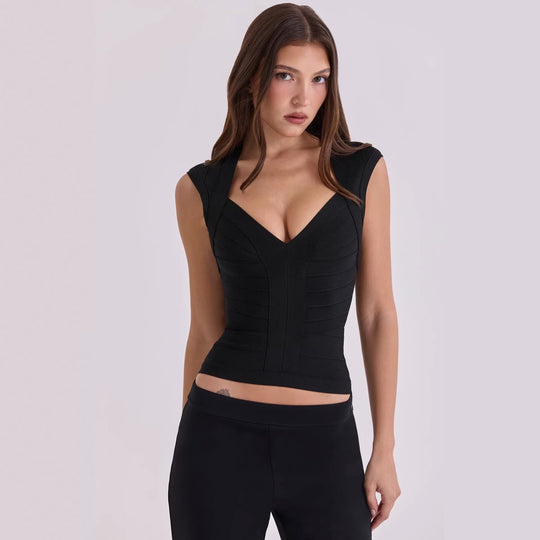 Damen figurformendes Top mit modernem V-Ausschnitt und hochwertigem Material EB