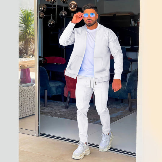 Herren modisches Athleisure Set mit strukturiertem Design und elastischem Bund EB