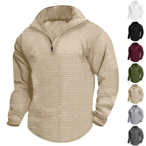 Herren nan thermoregulierender Waffel-Halbzip-Pullover mit Stehkragen und gerundetem Saum EB