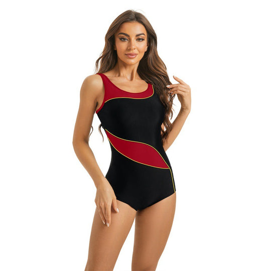 Damen Sportlicher Einteiler Badeanzug mit modernem Farbdesign EB
