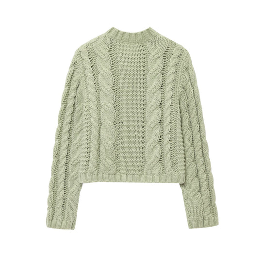 Damen cropped Strickjacke mit floralem Detail EB