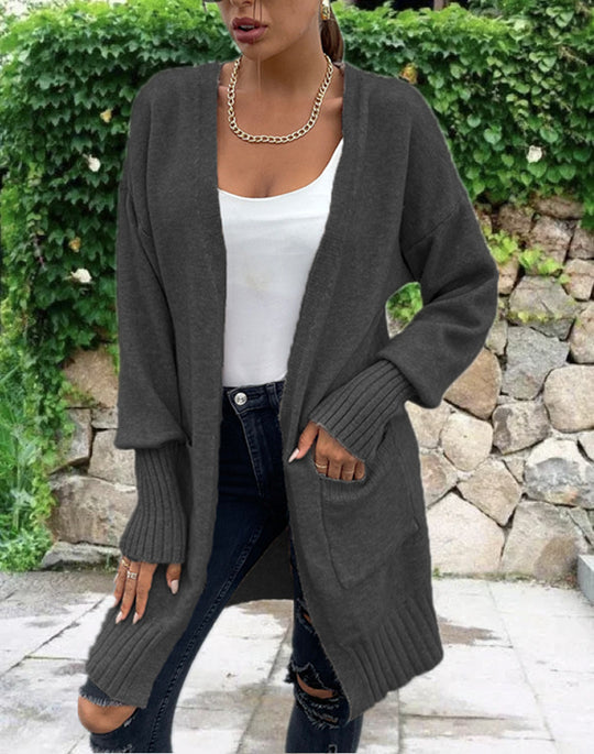 Damen Strickjacke mit tiefen Taschen und lässigem Oversized-Schnitt EB