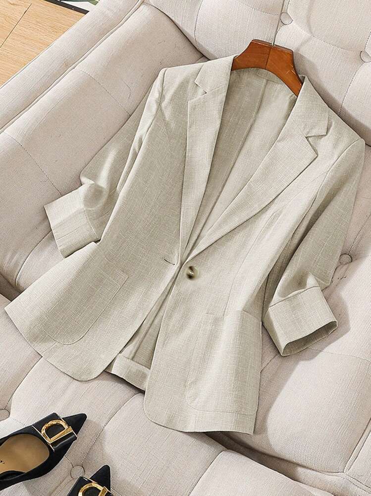 Damen elegante Leinenblazerjacke mit lässigem Schnitt EB