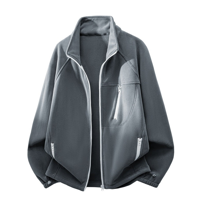 Unisex funktionale Microfleece-Performancejacke mit Stehkragen, Brustreißverschluss und ergonomischen Raglanärmeln EB