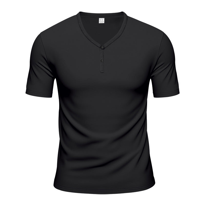 Herren Kurzarm Henley-T-Shirt mit atmungsaktiver Struktur EB