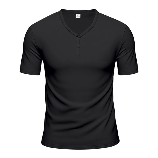 Herren Kurzarm Henley-T-Shirt mit atmungsaktiver Struktur EB