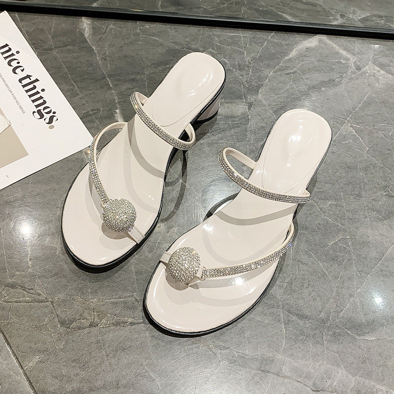 Damen elegante Sandalen mit glitzerndem Kristallakzent EB
