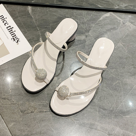 Damen elegante Sandalen mit glitzerndem Kristallakzent EB