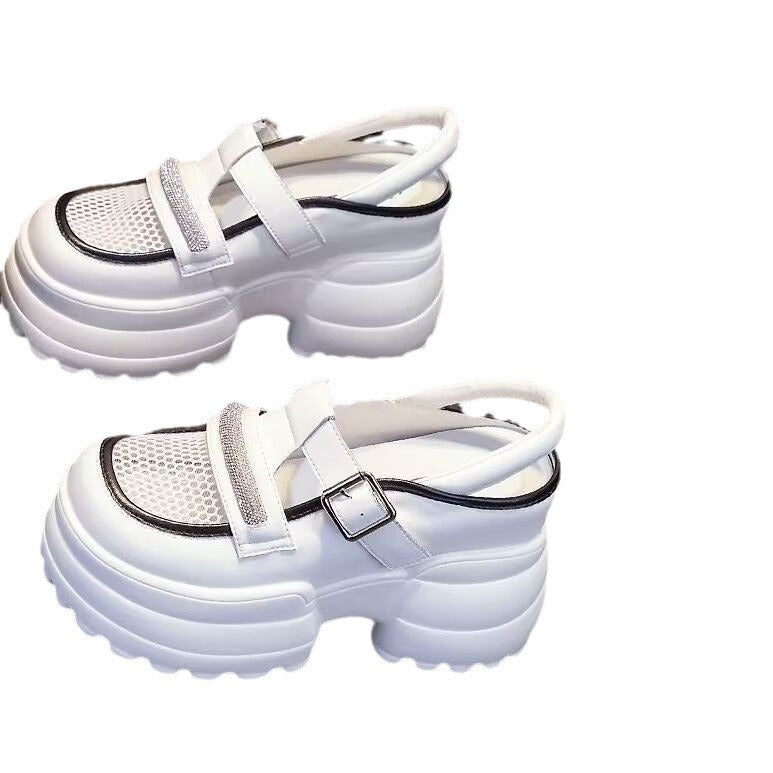 Damen Plattform-Sandalen mit doppelt verstellbarem Riemen und rutschfester Sohle EB