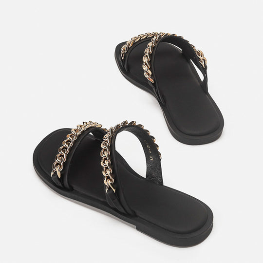 Damen Slides mit luxuriösem Kettendetail EB