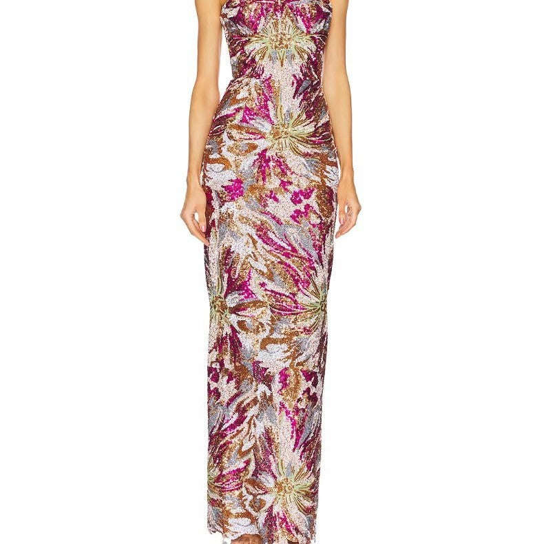 Damen Glamouröses Abendkleid mit schillernden Pailletten und taillierter Silhouette EB