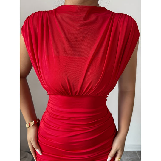 Damen Elegantes Maxikleid mit figurbetontem Schnitt und fließendem Rock EB