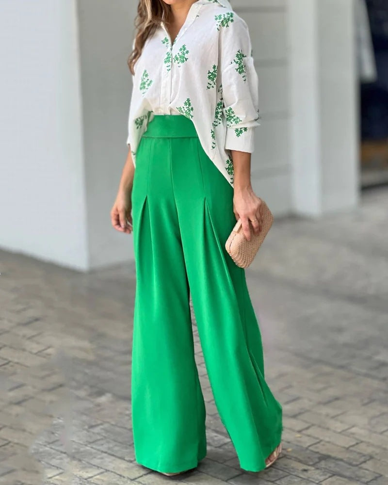Damen High-Waist Palazzo-Hose aus fließendem Stoff EB