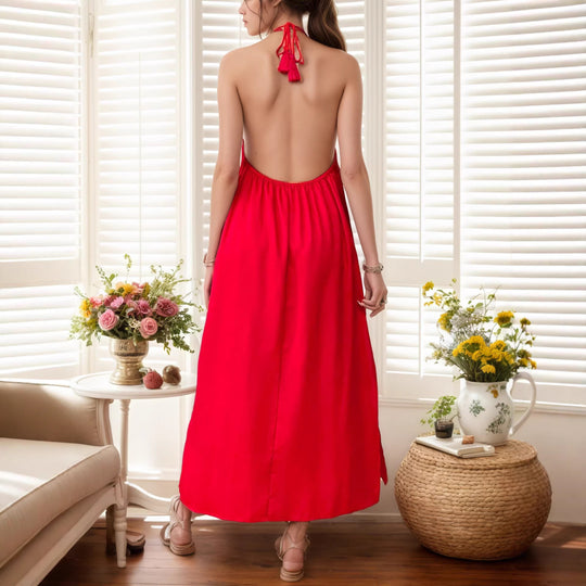 Damen Maxi-Kleid mit elegantem Halterbügel EB