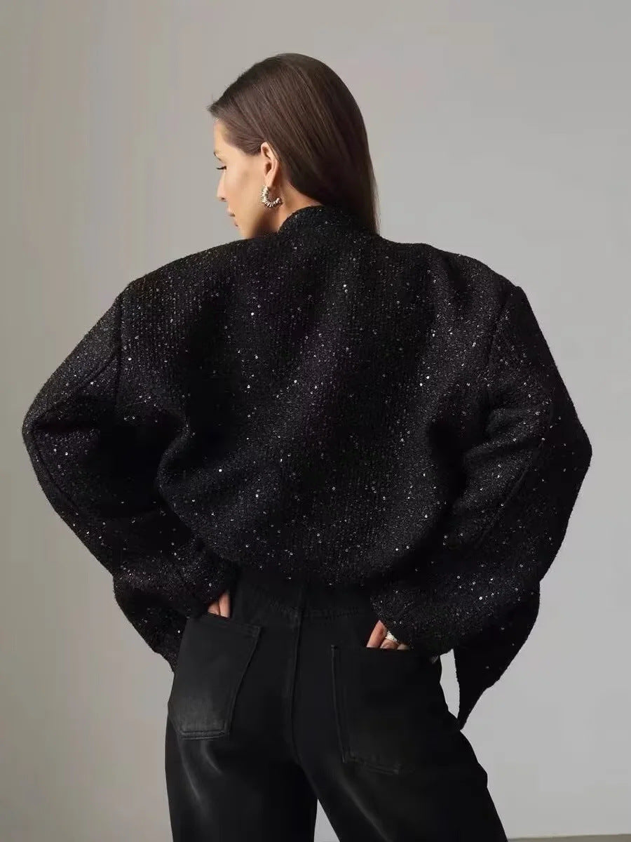 EB | Gold Pailletten Stehkragenjacke